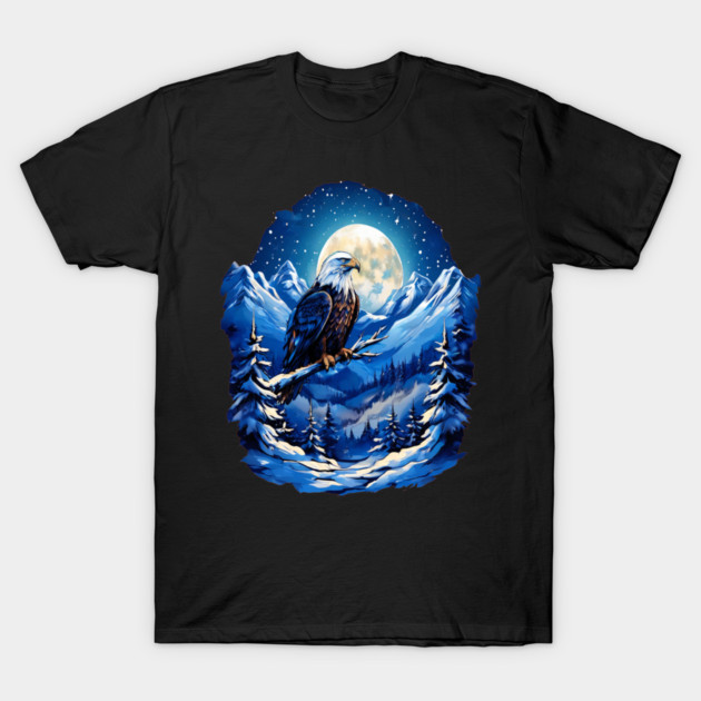 Bald Eagle Snowy Full Moon T-Shirt by BirdsnStuff