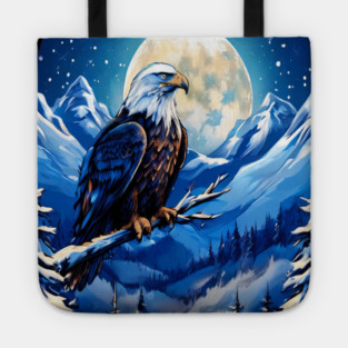 Bald Eagle Snowy Full Moon Tote