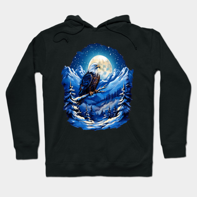 Bald Eagle Snowy Full Moon Hoodie by BirdsnStuff