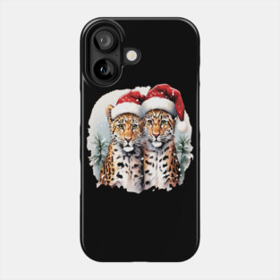 Cute Leopards in Satna Hats Phone Case