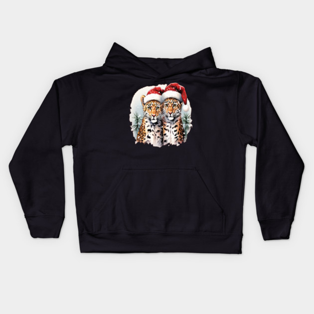 Cute Leopards in Satna Hats Kids Hoodie by BirdsnStuff
