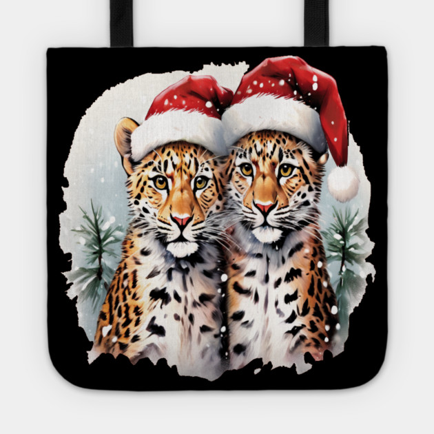 Cute Leopards in Satna Hats Tote by BirdsnStuff