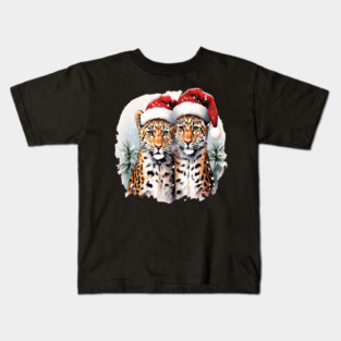 Cute Leopards in Satna Hats Kids T-Shirt