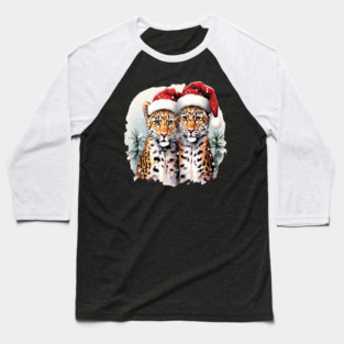 Cute Leopards in Satna Hats Baseball T-Shirt