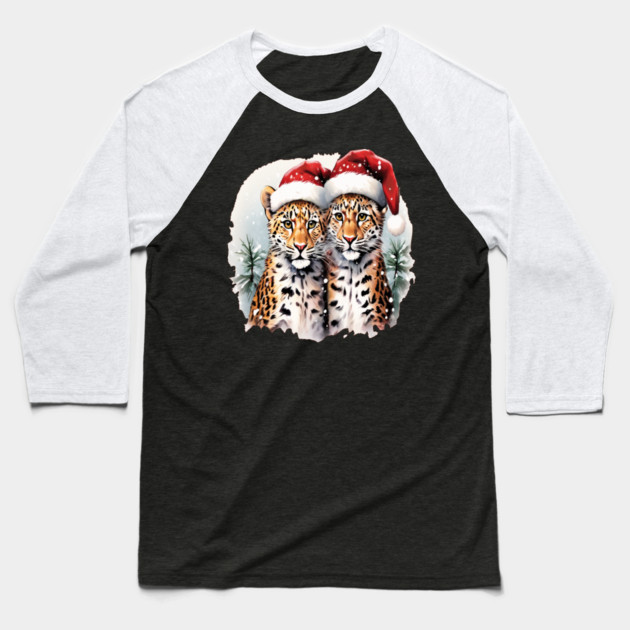 Cute Leopards in Satna Hats Baseball T-Shirt by BirdsnStuff