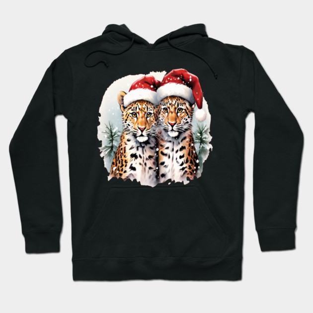 Cute Leopards in Satna Hats Hoodie by BirdsnStuff