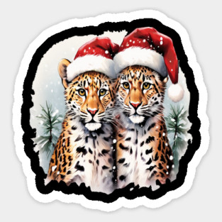 Cute Leopards in Satna Hats Magnet