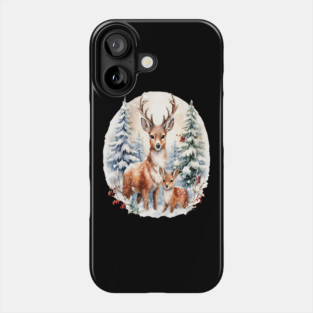 Christmas Deer and Fawn Phone Case
