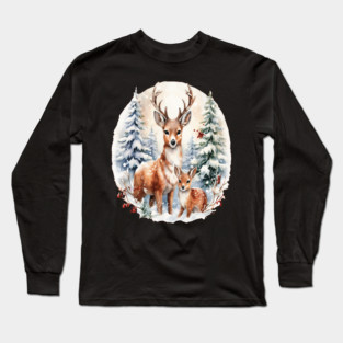 Christmas Deer and Fawn Long Sleeve T-Shirt