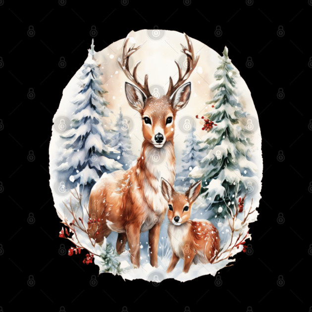 Christmas Deer and Fawn by BirdsnStuff