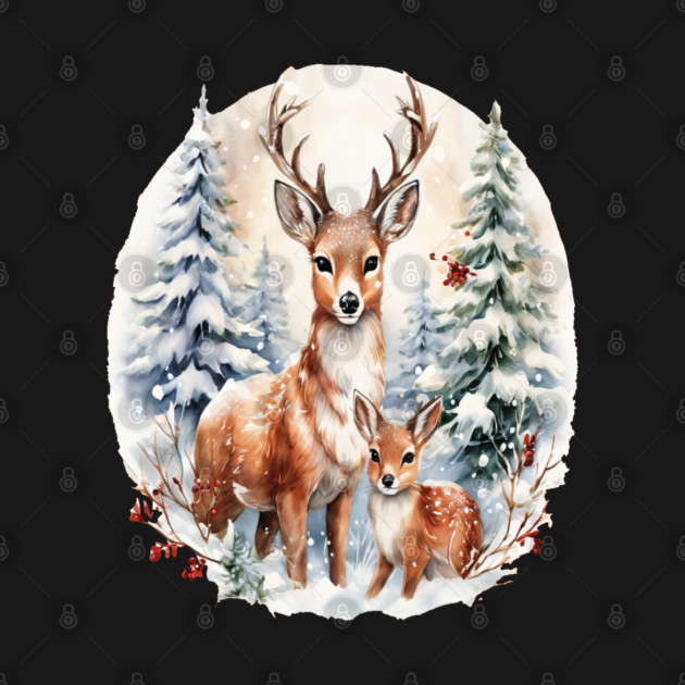 Christmas Deer and Fawn by BirdsnStuff