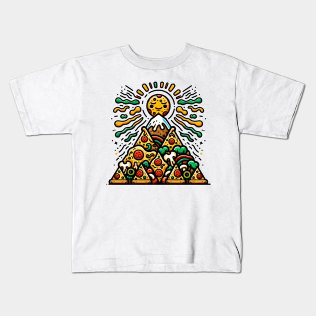 Funny Pizza Moutain for Pizza Lovers Kids T-Shirt by logiamerch
