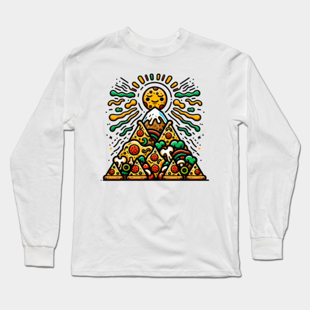 Funny Pizza Moutain for Pizza Lovers Long Sleeve T-Shirt by logiamerch