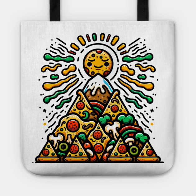Funny Pizza Moutain for Pizza Lovers Tote by logiamerch