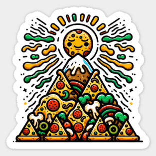 Funny Pizza Moutain for Pizza Lovers Sticker