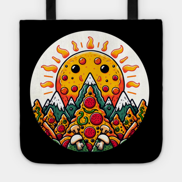 Funny Pizza Moutain for Pizza Lovers Tote by logiamerch