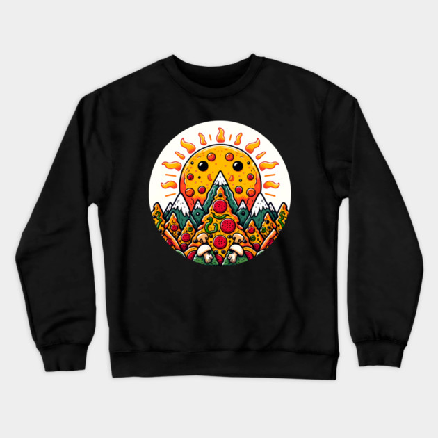 Funny Pizza Moutain for Pizza Lovers Crewneck Sweatshirt by logiamerch