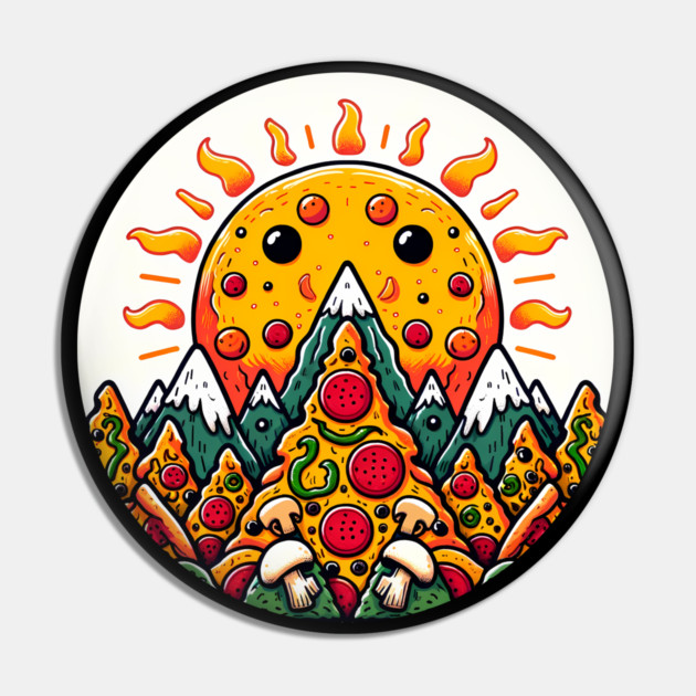 Funny Pizza Moutain for Pizza Lovers Pin by logiamerch
