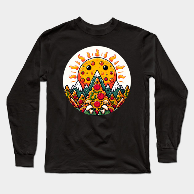 Funny Pizza Moutain for Pizza Lovers Long Sleeve T-Shirt by logiamerch