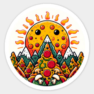 Funny Pizza Moutain for Pizza Lovers Sticker