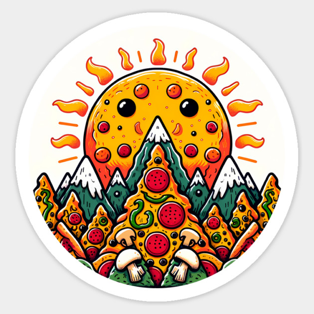 Funny Pizza Moutain for Pizza Lovers Sticker by logiamerch