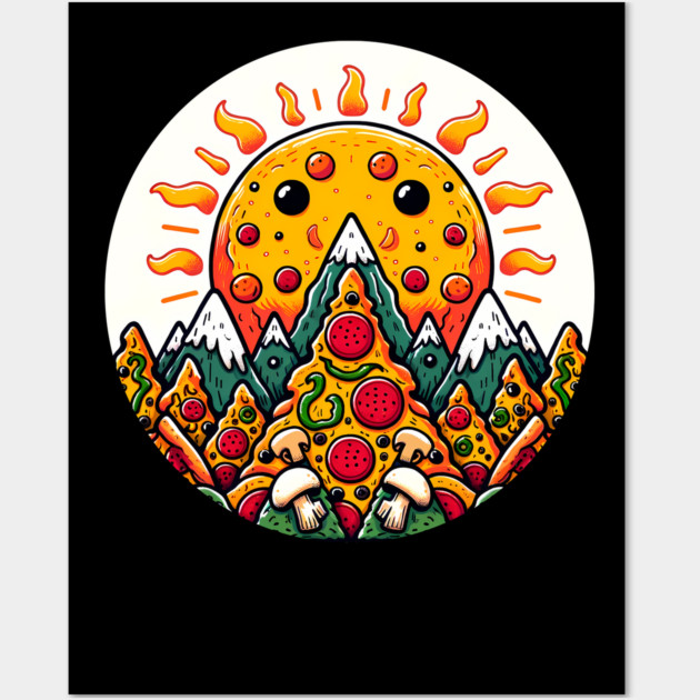 Funny Pizza Moutain for Pizza Lovers Wall Art by logiamerch