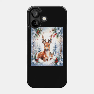 Christmas Deer and Fawn Phone Case