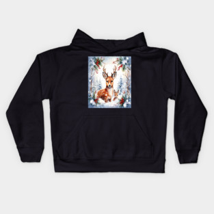 Christmas Deer and Fawn Kids Hoodie