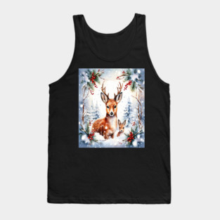 Christmas Deer and Fawn Tank Top