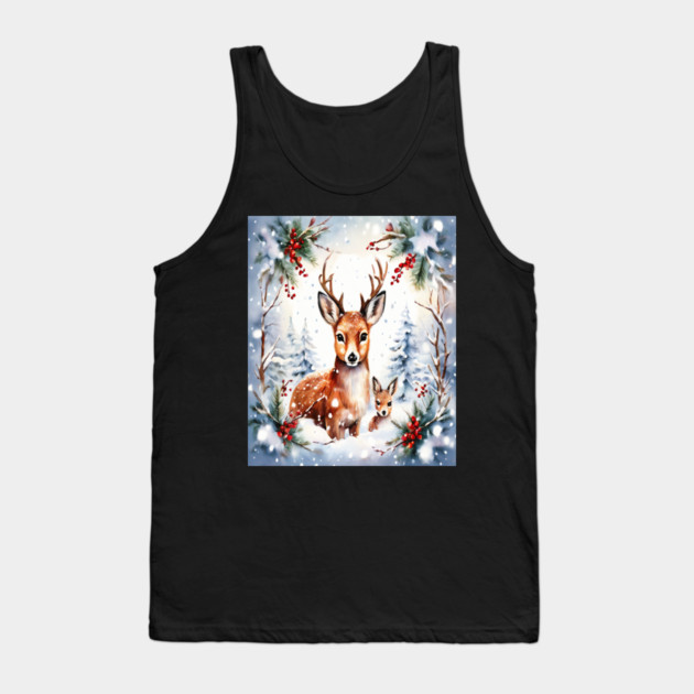 Christmas Deer and Fawn Tank Top by BirdsnStuff