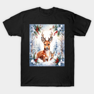 Christmas Deer and Fawn T-Shirt