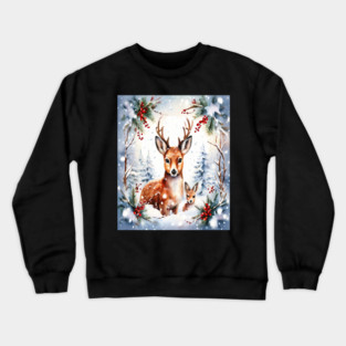 Christmas Deer and Fawn Crewneck Sweatshirt