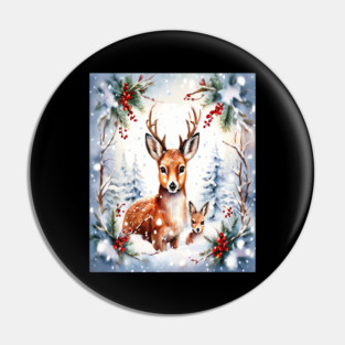 Christmas Deer and Fawn Pin