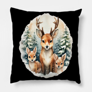 Christmas Deer and Fawn Pillow