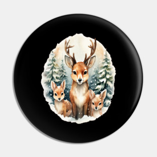 Christmas Deer and Fawn Pin