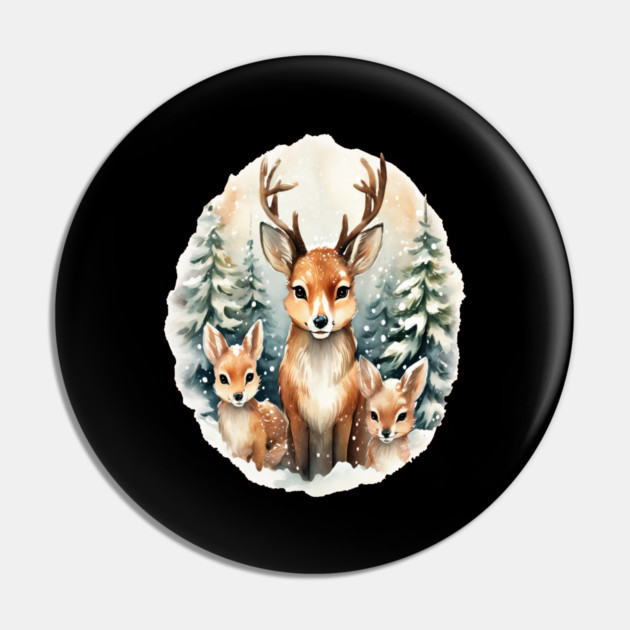 Christmas Deer and Fawn Pin by BirdsnStuff