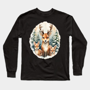 Christmas Deer and Fawn Long Sleeve T-Shirt