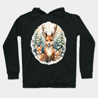 Christmas Deer and Fawn Hoodie