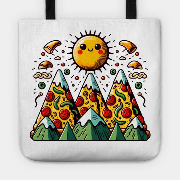 Funny Pizza Moutain for Pizza Lovers Tote by logiamerch