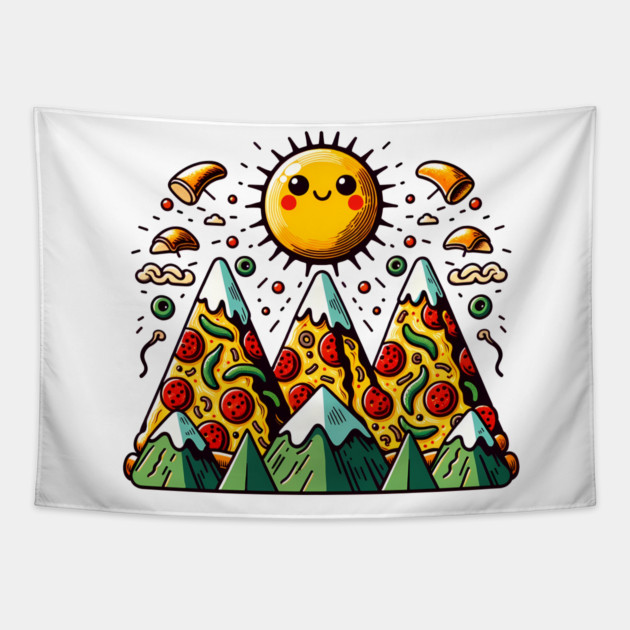 Funny Pizza Moutain for Pizza Lovers Tapestry by logiamerch