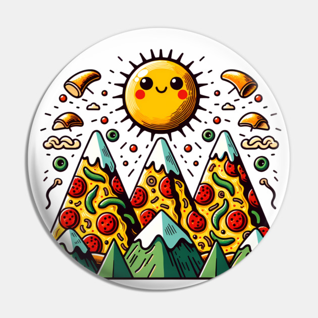 Funny Pizza Moutain for Pizza Lovers Pin by logiamerch
