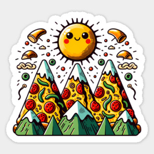 Funny Pizza Moutain for Pizza Lovers Sticker