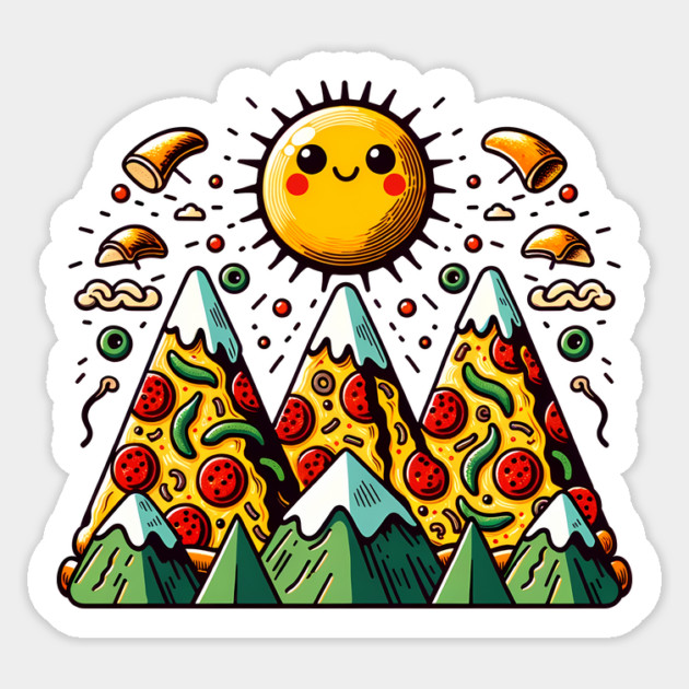 Funny Pizza Moutain for Pizza Lovers Sticker by logiamerch