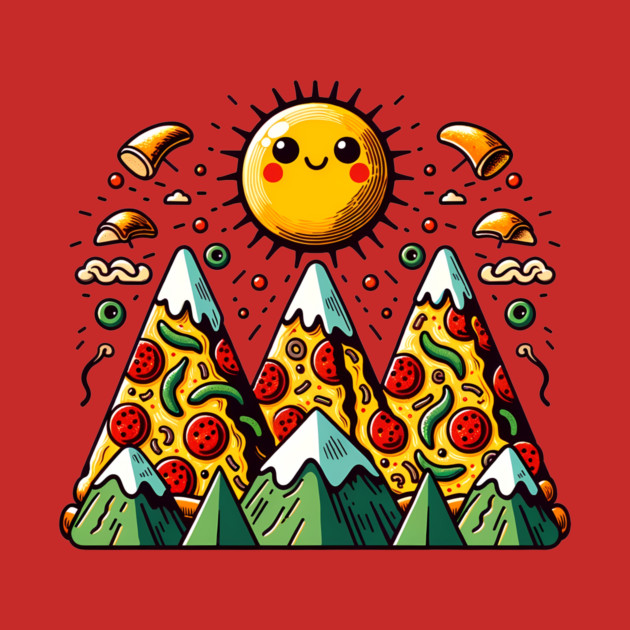 Funny Pizza Moutain for Pizza Lovers by logiamerch