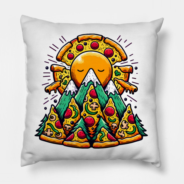 Funny Pizza Moutain for Pizza Lovers Pillow by logiamerch