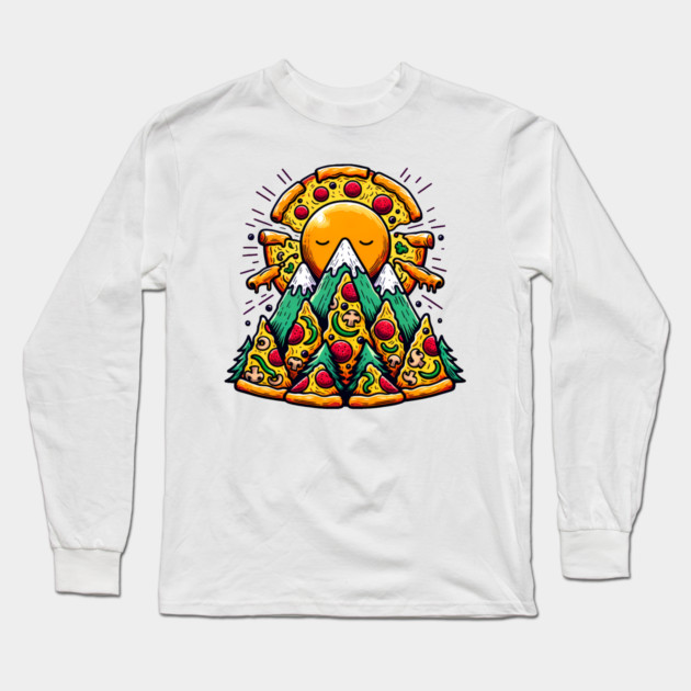 Funny Pizza Moutain for Pizza Lovers Long Sleeve T-Shirt by logiamerch
