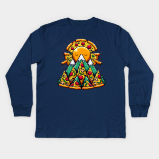 Funny Pizza Moutain for Pizza Lovers Kids Long Sleeve T-Shirt