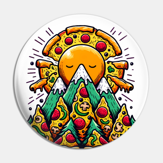 Funny Pizza Moutain for Pizza Lovers Pin by logiamerch