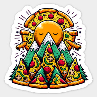 Funny Pizza Moutain for Pizza Lovers Sticker