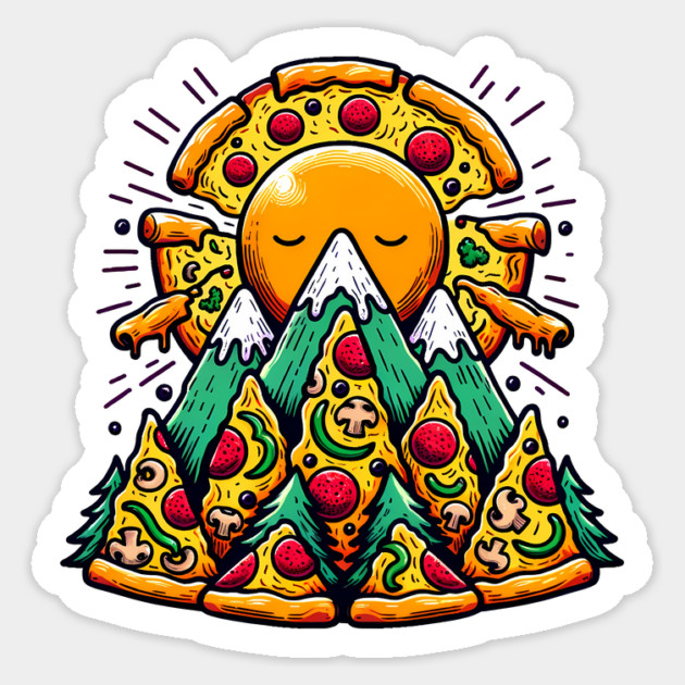 Funny Pizza Moutain for Pizza Lovers Sticker by logiamerch